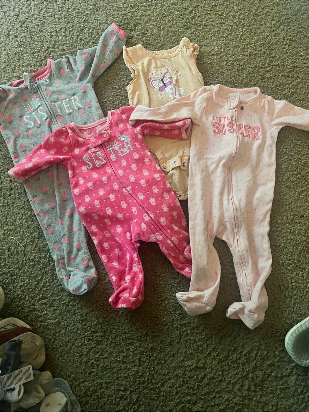 child of mine Pink Floral Footed One-Piece - Little Sister